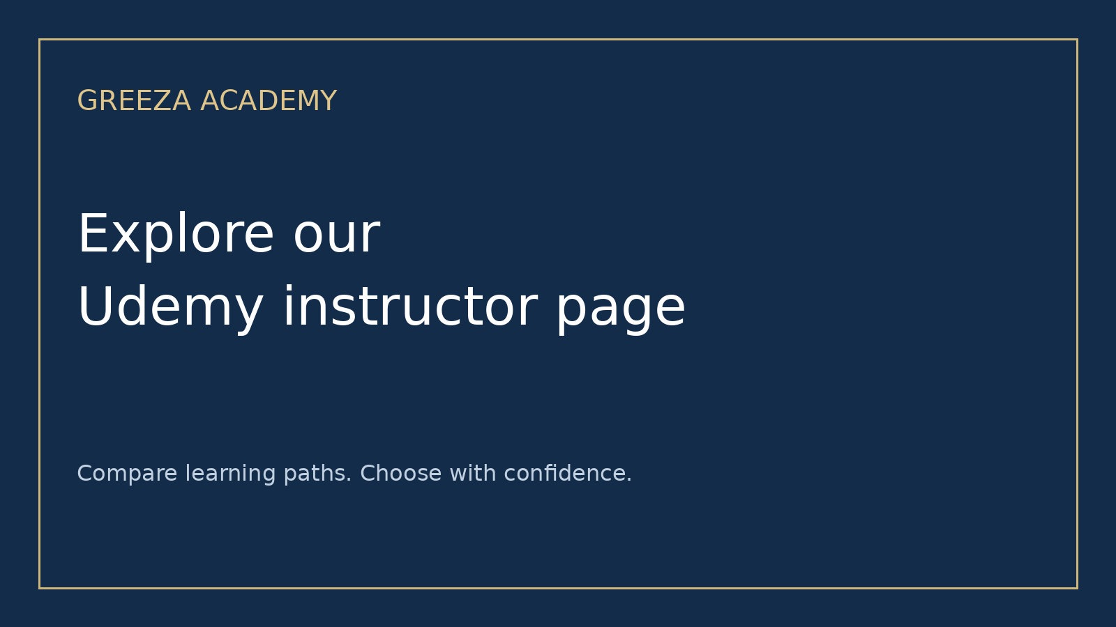 GREEZA Academy on Udemy: Find Our Official Instructor Page